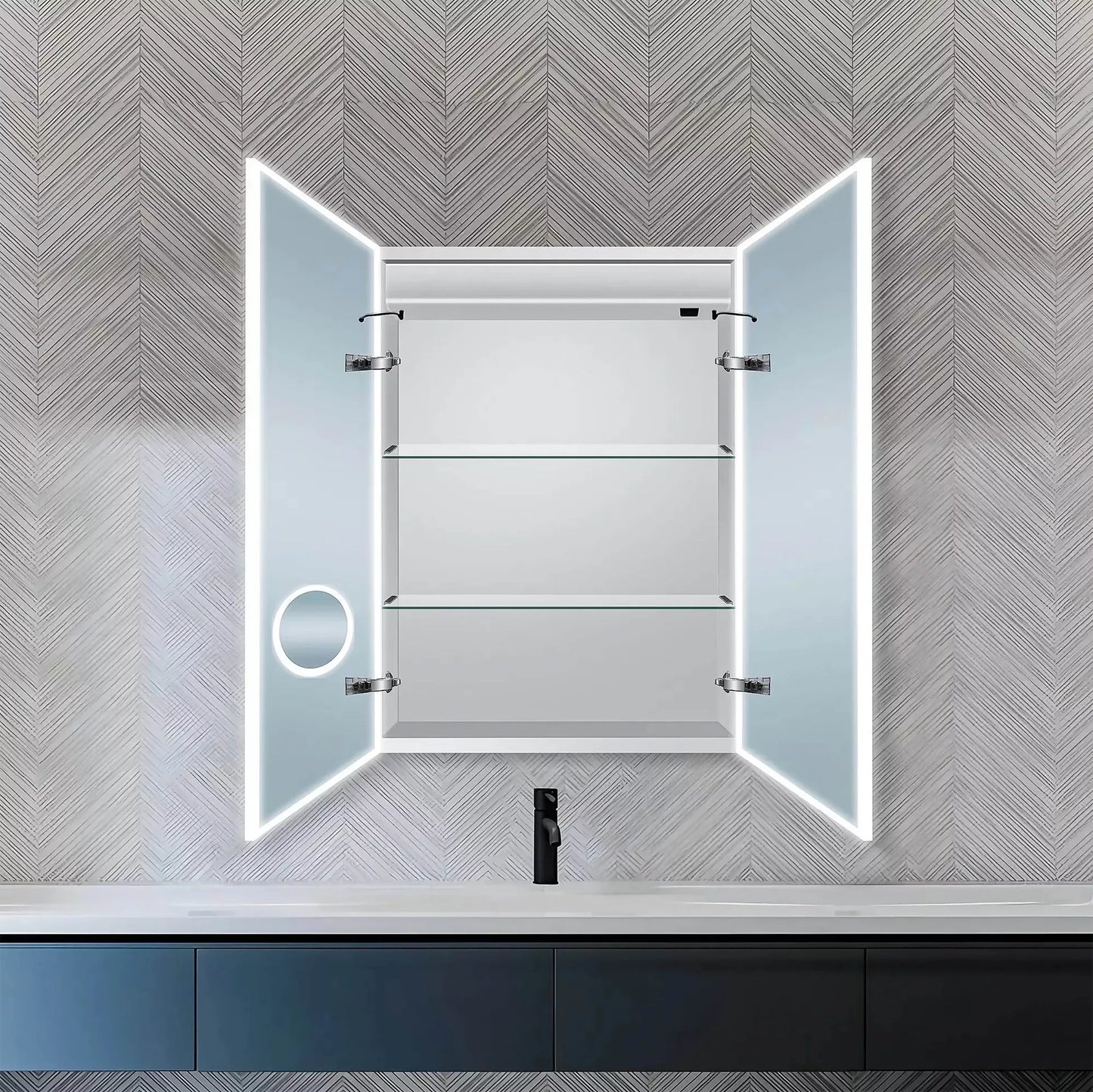 Dhalia LED Bathroom Medicine Cabinet with Defogger and Internal 3X Makeup Mirror - Available in 6 Sizes