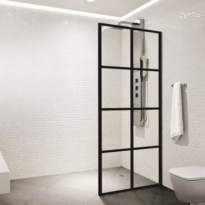 Dreamwerks 40 in. W X 79 in. H Shower Screen in Black with Clear Glass