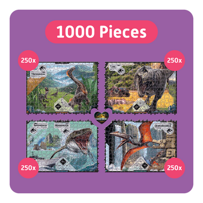 TEAMPUZZLE FOR FRIENDS: Jurassic World – 1,000-Piece Team Jigsaw Puzzle – Includes Game App – Ages 12+