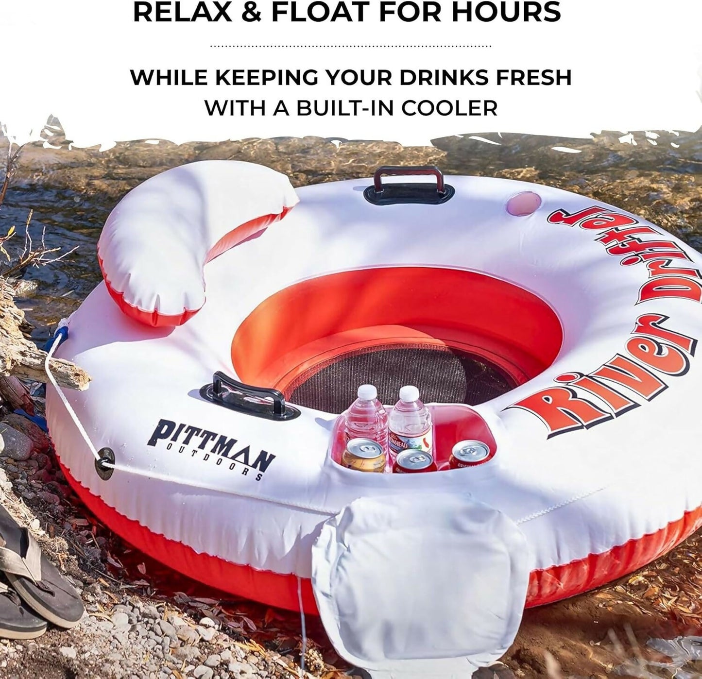 Pittman Outdoors 1-Person River Tube with Built-in Ice Chest