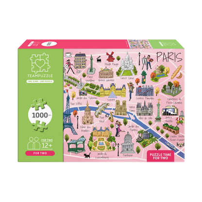 TEAMPUZZLE FOR TWO: Paris – 1,000-Piece Couple's Jigsaw Puzzle – Includes Scan & Explore – Ages 12+