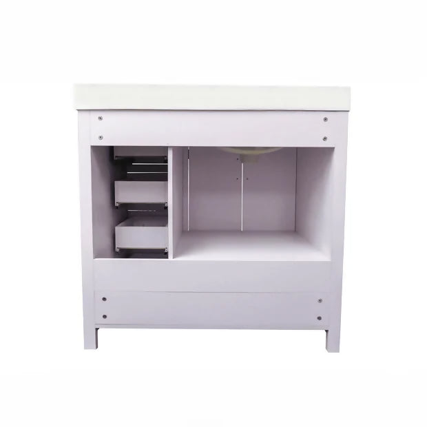 Salerno 36" W x 21.5" D x 33.5" H White Lilac Vanity with Cultured Marble Vanity Top and Mirror
