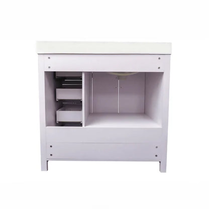 Salerno 36" W x 21.5" D x 33.5" H White Lilac Vanity with Cultured Marble Vanity Top and Mirror