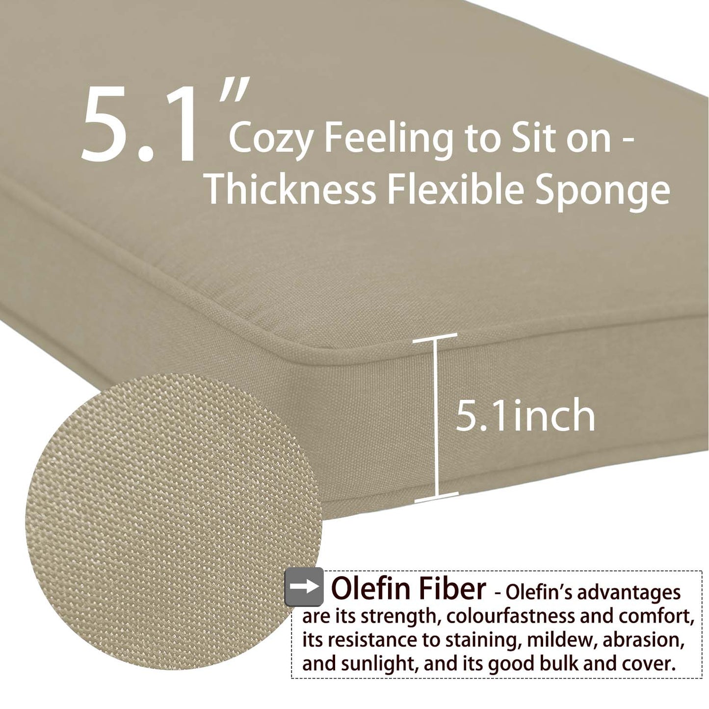 Patio Deep Chair Cushion - Set of 2 - Total 6 pieces (Brown)