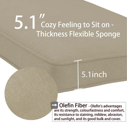 Patio Deep Chair Cushion - Set of 2 - Total 6 pieces (Brown)
