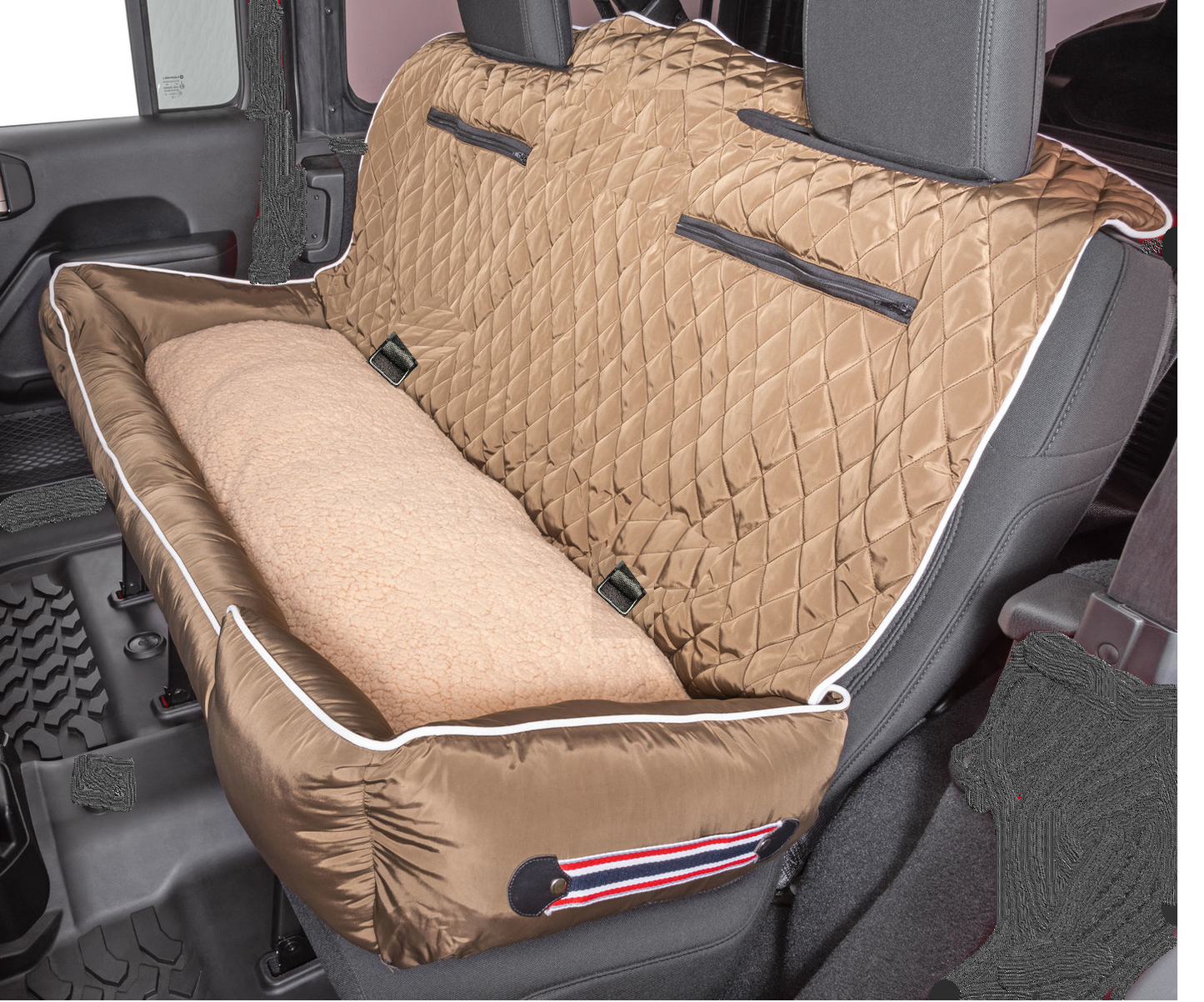 PetBed2Go, Black, Large Pet Bed Cushion & Car Seat Cover, 52x20x7