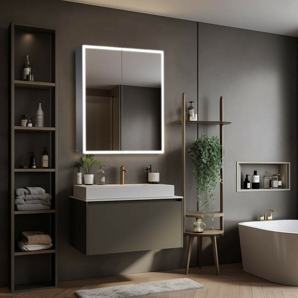 Dhalia LED Bathroom Medicine Cabinet with Defogger and Internal 3X Makeup Mirror - Available in 6 Sizes