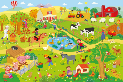 TEAMPUZZLE FOR FAMILIES: On the Farm – 194-Piece Child & Adult Jigsaw Puzzle – Large & Small Puzzle Pieces – Ages 4+