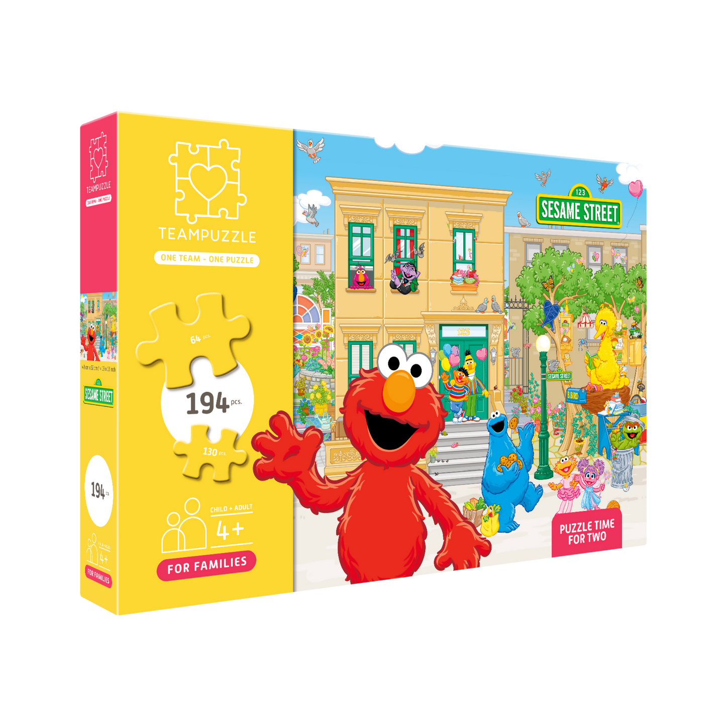 TEAMPUZZLE FOR FAMILIES: Sesame Street – 194-Piece Child & Adult Jigsaw Puzzle – Large & Small Puzzle Pieces – Ages 4+