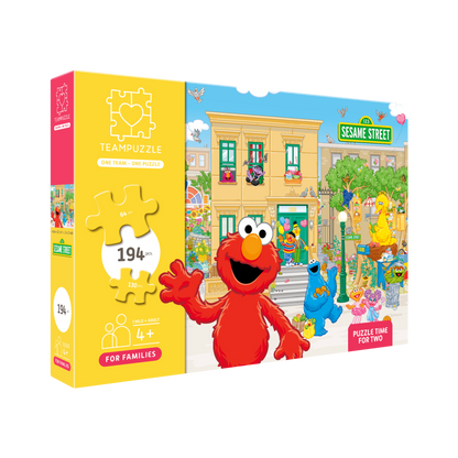 TEAMPUZZLE FOR FAMILIES: Sesame Street – 194-Piece Child & Adult Jigsaw Puzzle – Large & Small Puzzle Pieces – Ages 4+