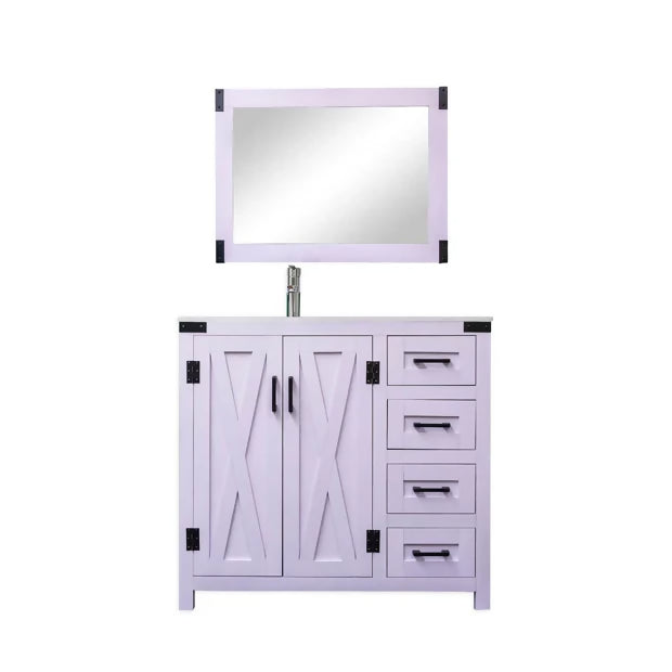 Salerno 36" W x 21.5" D x 33.5" H White Lilac Vanity with Cultured Marble Vanity Top and Mirror