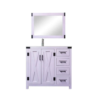Salerno 36" W x 21.5" D x 33.5" H White Lilac Vanity with Cultured Marble Vanity Top and Mirror