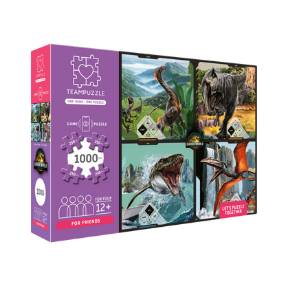 TEAMPUZZLE FOR FRIENDS: Jurassic World – 1,000-Piece Team Jigsaw Puzzle – Includes Game App – Ages 12+