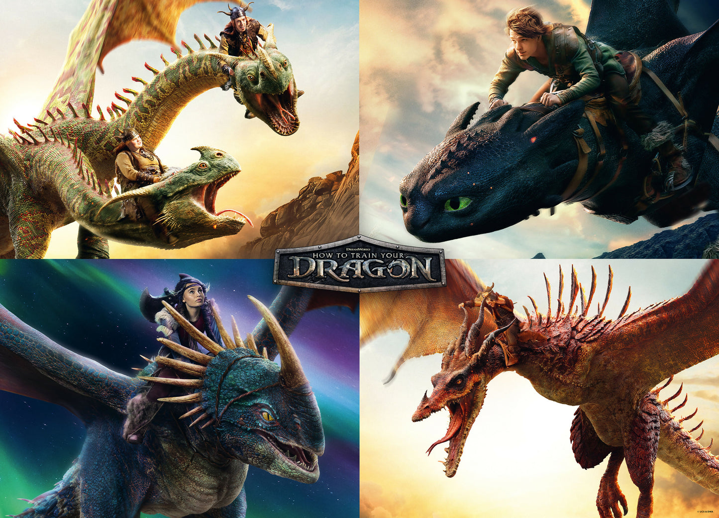TEAMPUZZLE FOR FAMILIES: How to Train Your Dragon – 600-Piece Family Jigsaw Puzzle – Large & Small Puzzle Pieces – Ages 4+