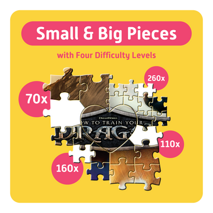 TEAMPUZZLE FOR FAMILIES: How to Train Your Dragon – 600-Piece Family Jigsaw Puzzle – Large & Small Puzzle Pieces – Ages 4+
