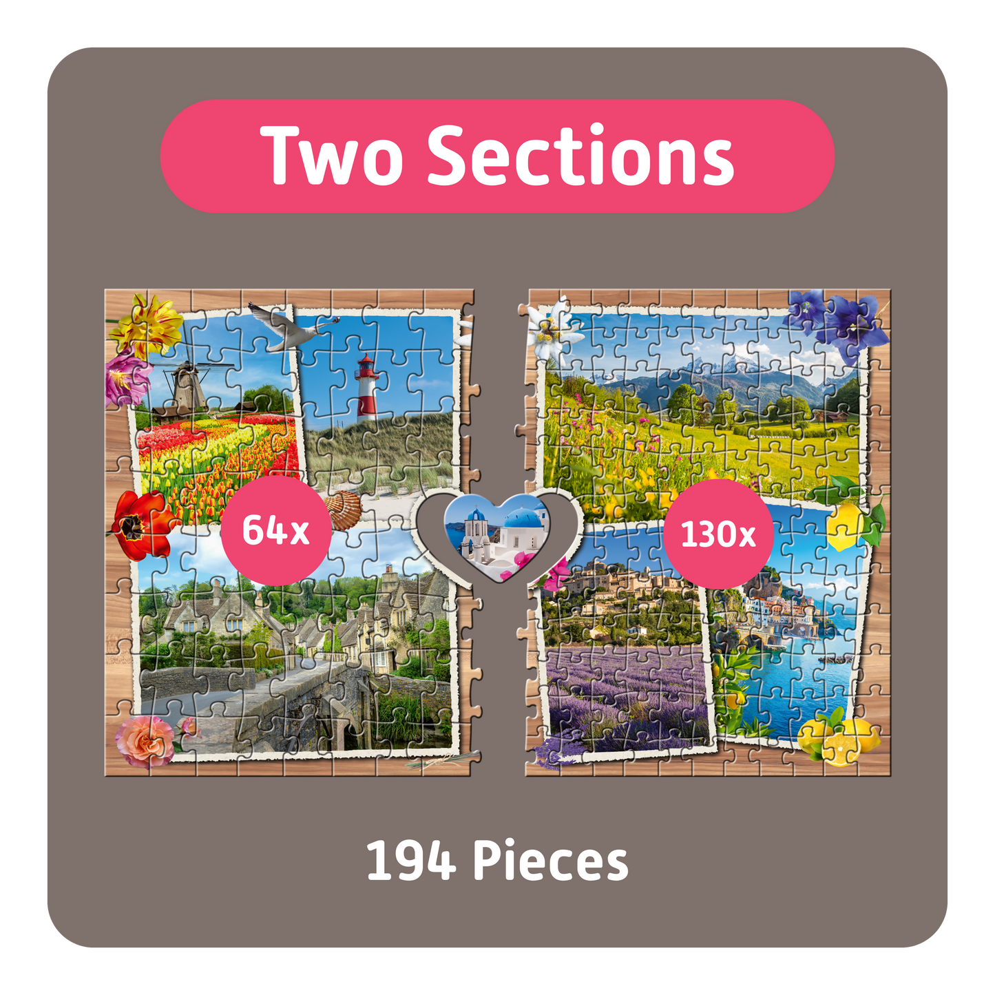 TEAMPUZZLE FOR SENIORS: Dream Destinations – 194-Piece Senior Jigsaw Puzzle – Large & Small Puzzle Pieces – Ages 12–99