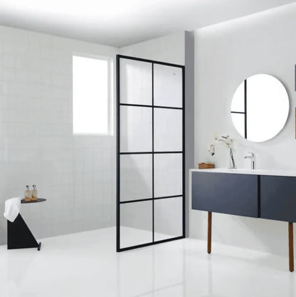 Dreamwerks 40 in. W X 79 in. H Shower Screen in Black with Clear Glass