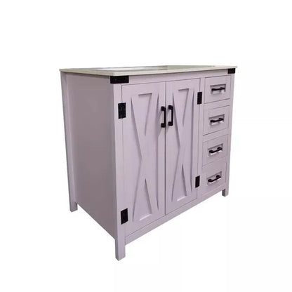 Salerno 36" W x 21.5" D x 33.5" H White Lilac Vanity with Cultured Marble Vanity Top and Mirror