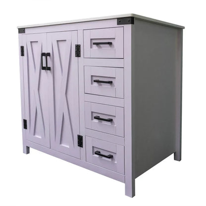Salerno 36" W x 21.5" D x 33.5" H White Lilac Vanity with Cultured Marble Vanity Top and Mirror