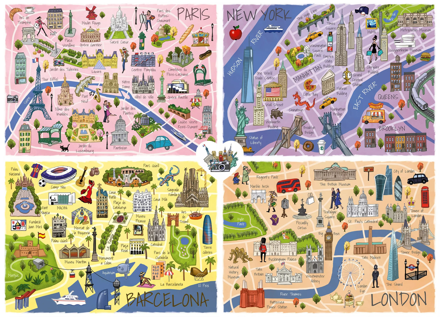 TEAMPUZZLE FOR FRIENDS: City Trips – 1,000-Piece Team Jigsaw Puzzle – Includes Game App – Ages 12+