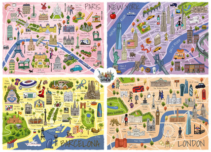 TEAMPUZZLE FOR FRIENDS: City Trips – 1,000-Piece Team Jigsaw Puzzle – Includes Game App – Ages 12+