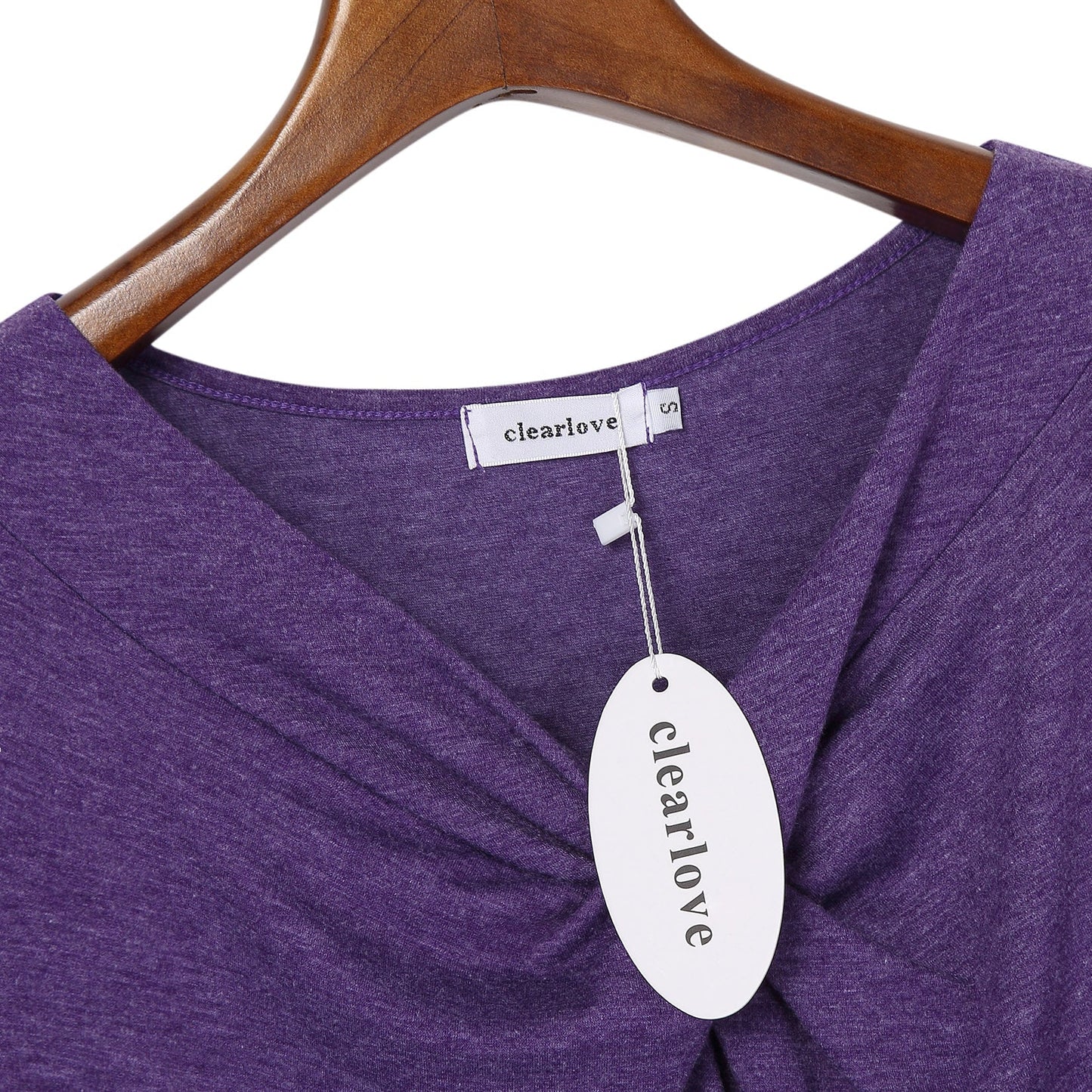 CLEARLOVE knot hem tops for women V Neck Blouse Purple