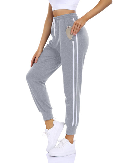 YESFASHION Women's Drawstring Exercise Pants Grey