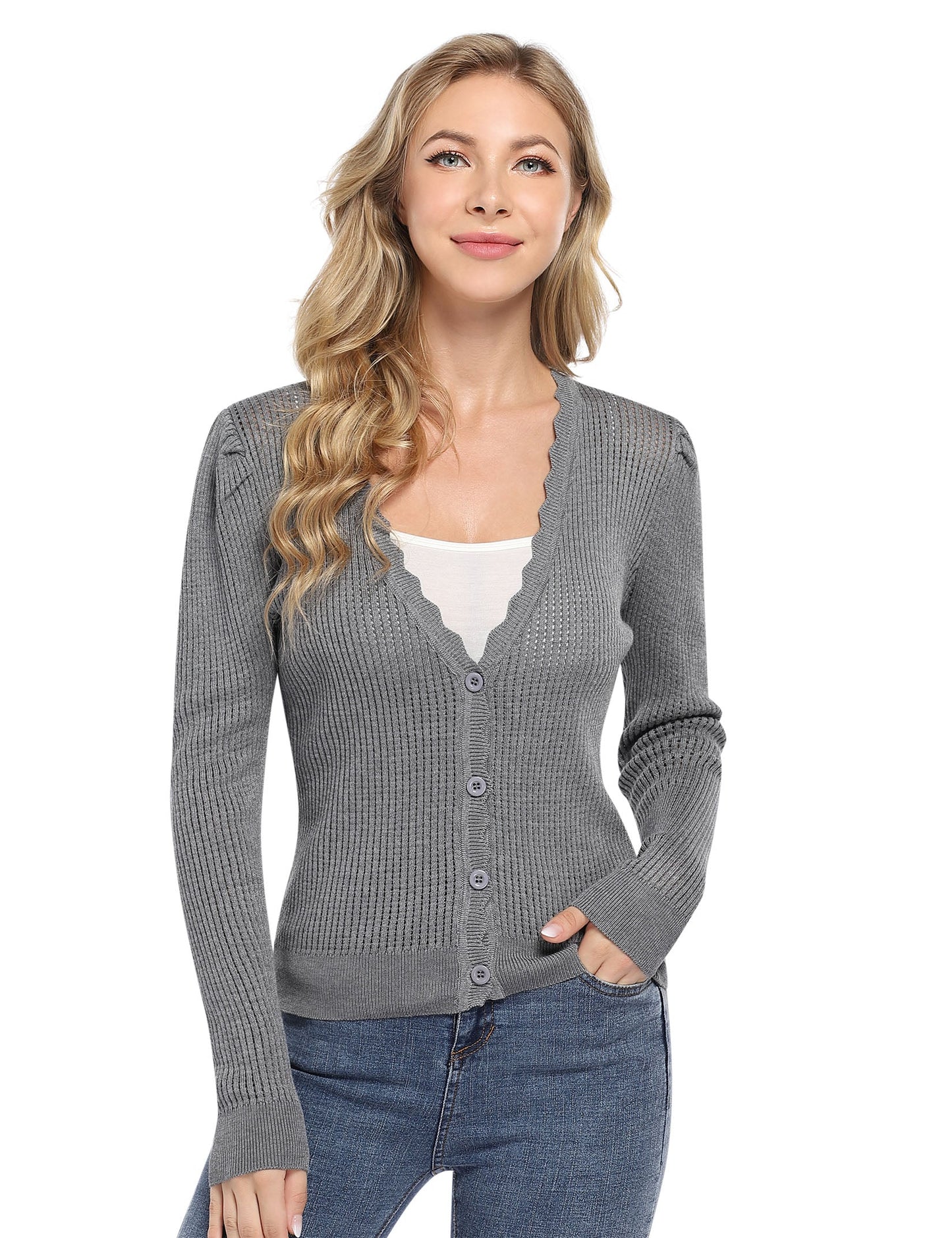 YESFASHION Women's Cropped Button Cardigan Sweaters