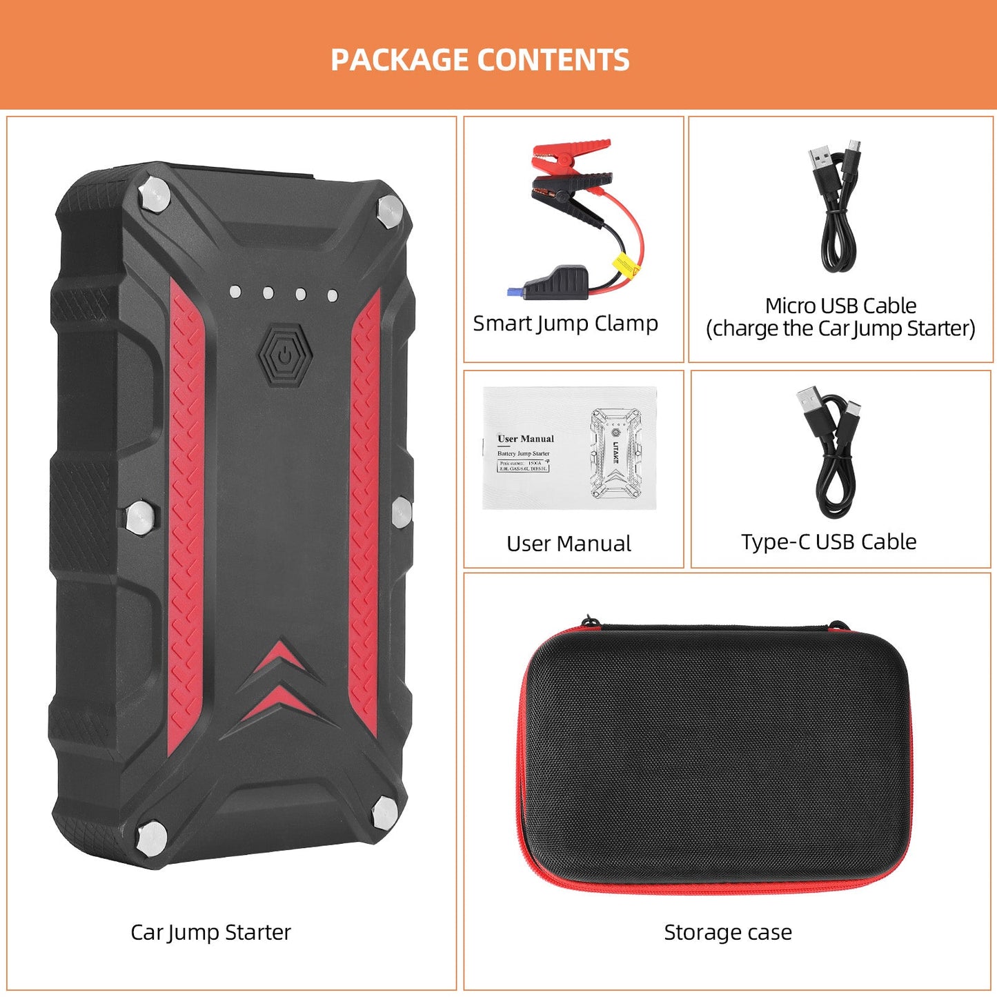 GARVEE Portable Jump Starter Battery Pack 12V Motorcycle Car Emergency Battery Booster Pack