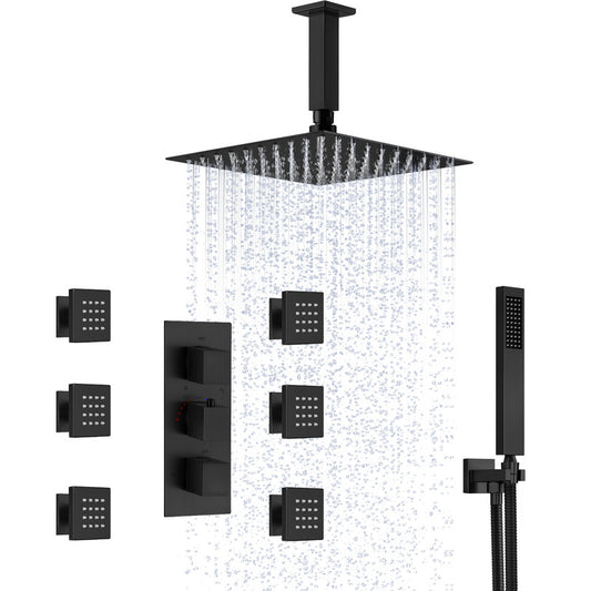 RelaxaJet 12" High-Pressure Rainfall Shower Faucet, Ceiling Mount, Rough in-Valve, 2.5 GPM