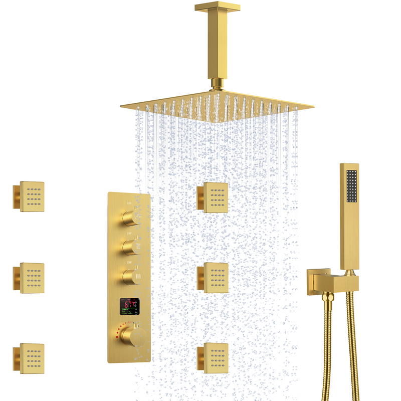 RelaxaJet 12" High-Pressure Rainfall Shower Faucet, Ceiling Mount, Rough in-Valve, 2.5 GPM