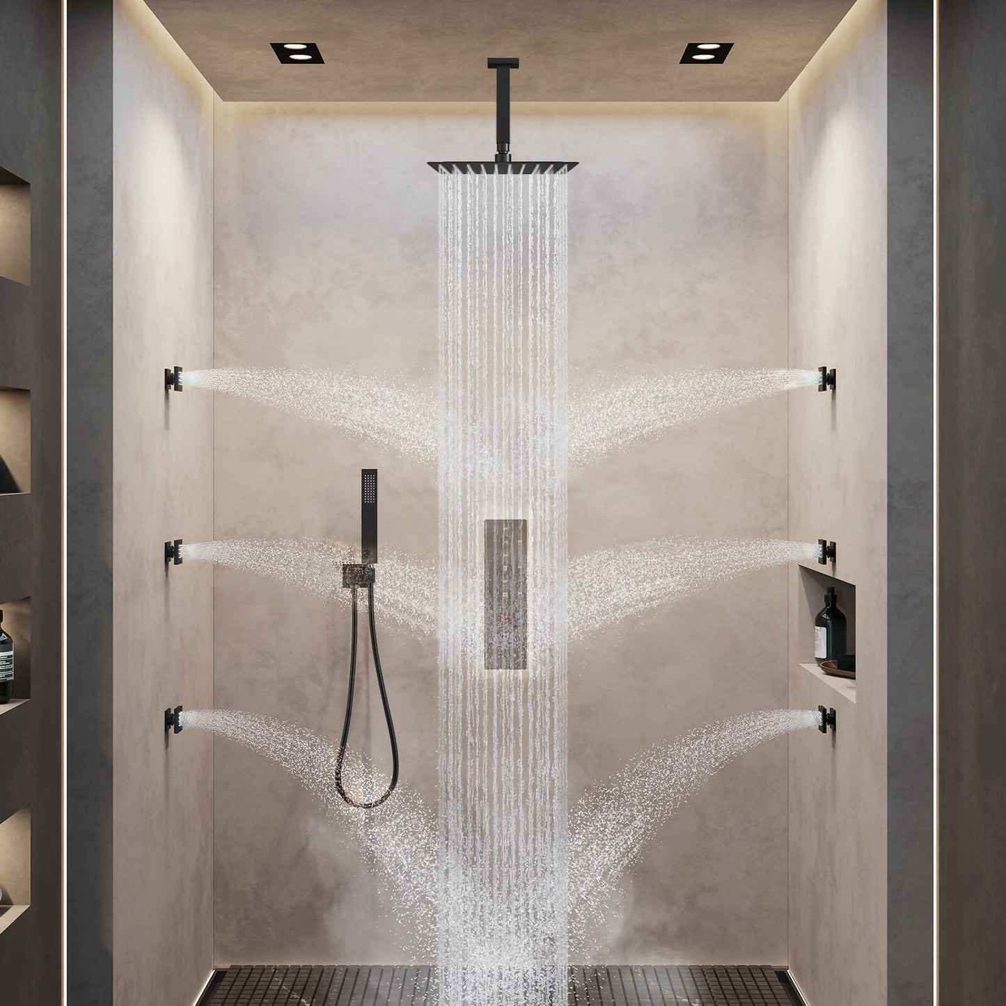 RelaxaJet 12" High-Pressure Rainfall Shower Faucet, Ceiling Mount, Rough in-Valve, 2.5 GPM