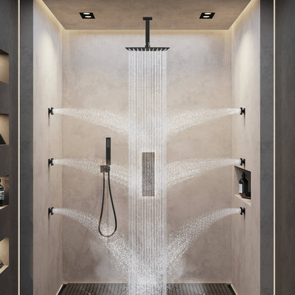 RelaxaJet 12" High-Pressure Rainfall Shower Faucet, Ceiling Mount, Rough in-Valve, 2.5 GPM