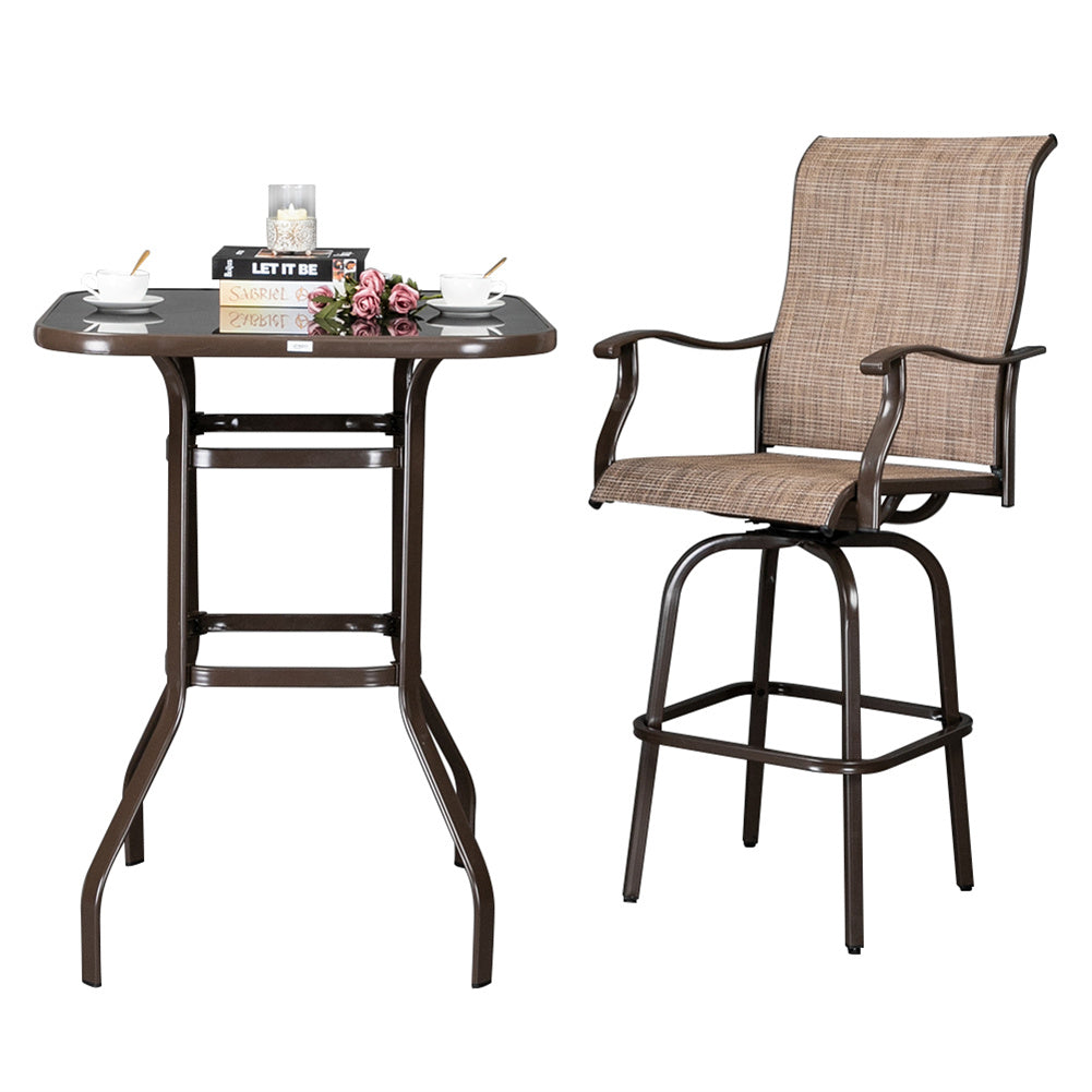 ALICIAN 2PCS Swivel Bar Chair Adjustable Long Service Life Patio Swivel Bar Stool