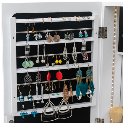 AMYOVE Wooden Jewelry Storage Mirror Cabinet Wall Hanging Shelf - Brown