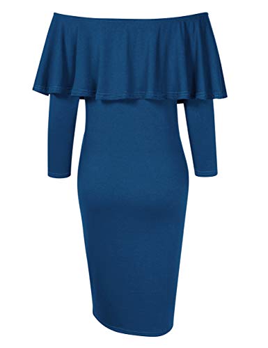 Women's Maternity Dress 3/4 Sleeve Off Shoulder Casual Maxi Dress