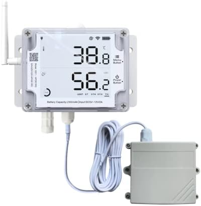 Ubibot Thermometer Hygrometer, Wireless Temperature Data Logger, Remote Humidity Monitor for Refrigerated Truck Free App Email Alarm, IFTTT 2.4GHz only (GS1-AETH1RS + CO2 Probe)