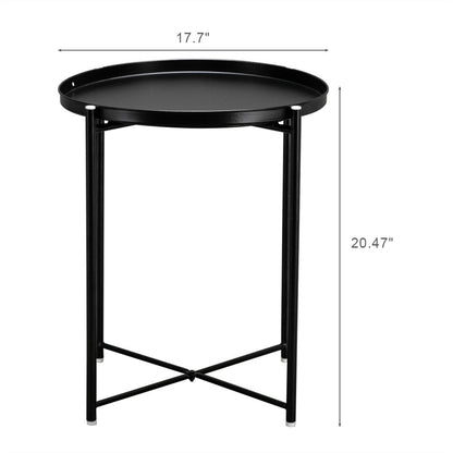 AMYOVE Round Table Living Room Sofa Bed Side Table Black