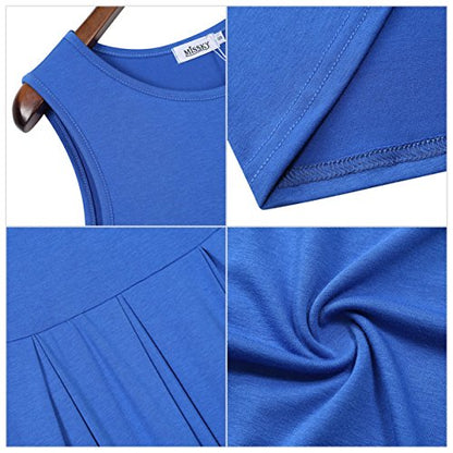 Women Sleeveless Round Neck Knee Length Fit Flare Swing Vintage Casual Summer Dress