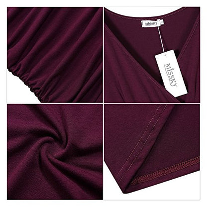 Women V Neck Sleeveless Crossover Wrap Ruched Waist Slimming Swing Cocktail Dress