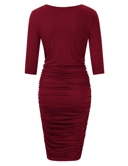 Maternity Dress Ruched Round Neck Maternity Dresses