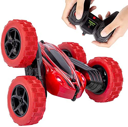 Remote Control Car RC Stunt Car Toy for Kids, 4WD 2.4Ghz Double Sided Crawler Vehicle 360隆茫 Rotating RC Car Tumbling with LED Headlights Gift for Boys Girls(Red)
