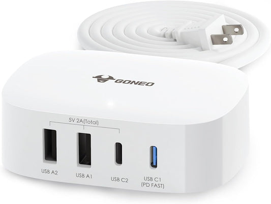 GONEO USB C Charger 30W Fast Charging Station with Type C Ports USB C Charger Block 6ft Power Strip Wall Charger for Multiple Devices for iPhone 14, Galaxy, iPad, Tablets Smartphones