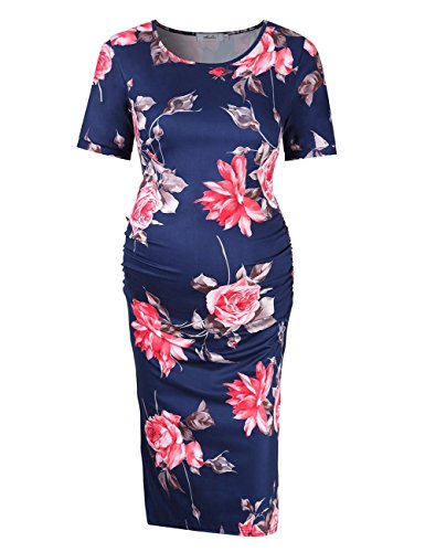 Maternity Dress Ruched Round Neck Maternity Dresses