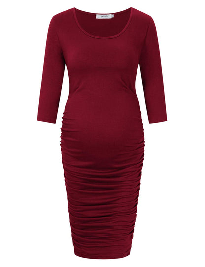 Maternity Dress Ruched Round Neck Maternity Dresses