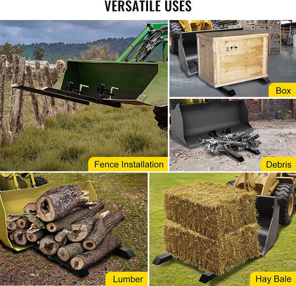 WHIZMAX 4000lbs Clamp on Pallet Forks 60 inch Heavy Duty with Adjustable Stabilizer Bar for Loader Bucket Skidsteer Tractor