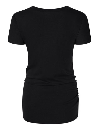 Maternity Shirt Side Button and Ruched Maternity Tunic Tops Maternity Short Sleeve T-Shirts