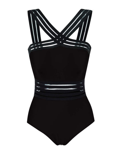 YESFASHION Womens One Piece Swimwear Front Crossover Swimsuits