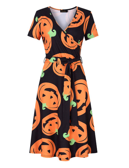 Wrap V Neck Casual A Line Work Business Dress for Women