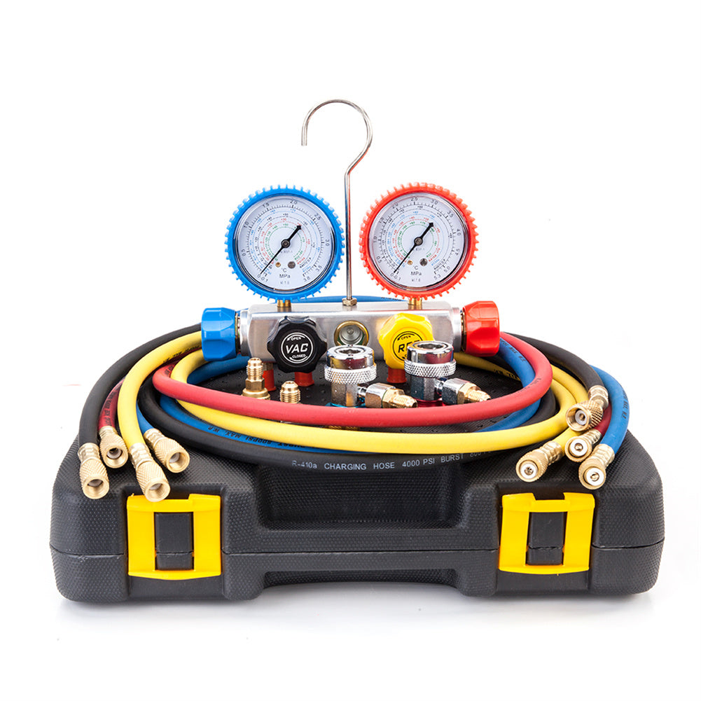 RONSHIN Portable Dual Manifold Gauges Valve Set for R410 R134 R22 R407c